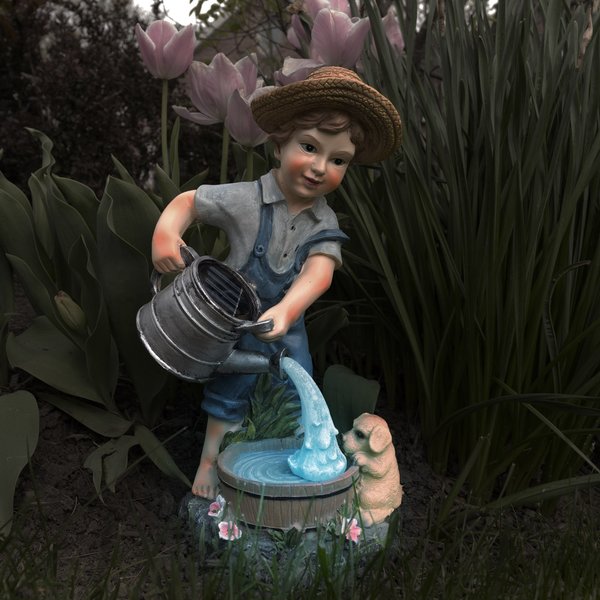 Pure Garden Solar Outdoor LED Light, Little Boy Statue 50-186-BOY